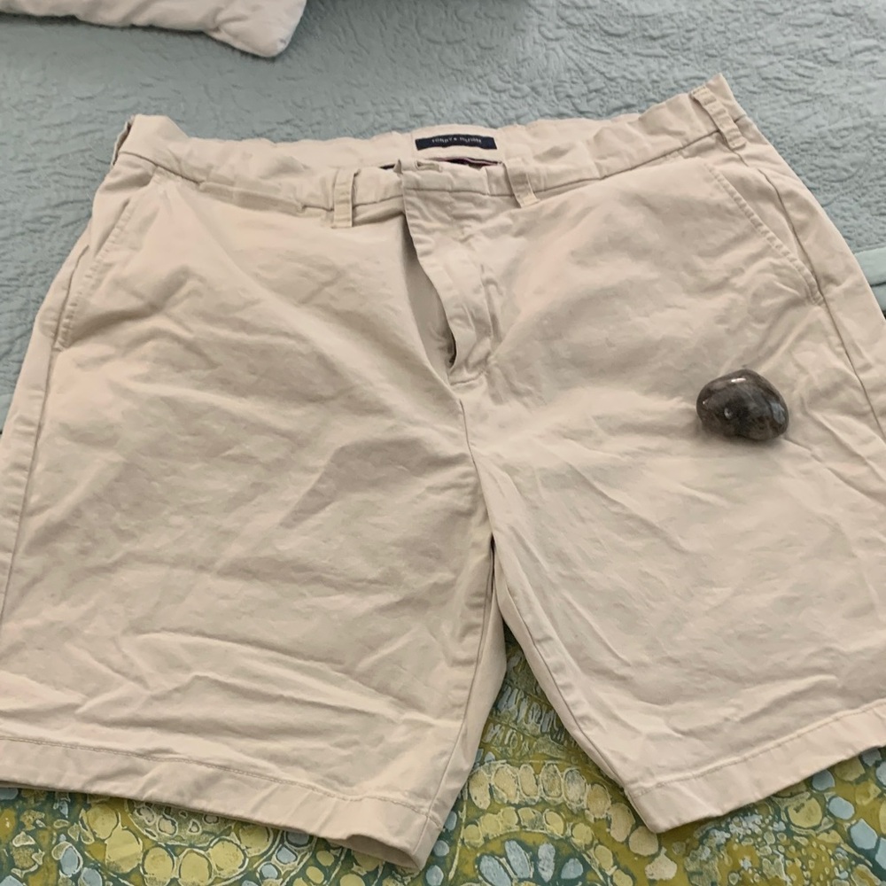 Tommy Hilfiger Men's Cream Flat Front Shorts